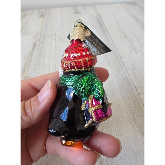 OWC old world perky penguin bird glass ornament glitter Xmas tree zoo - Picture 6 of 8